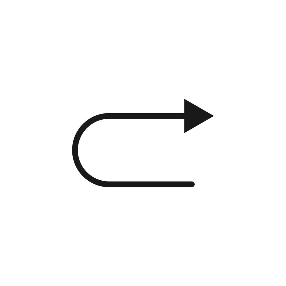 Redo arrow line. Left turn direction symbol. Navigation pointer sign. vector