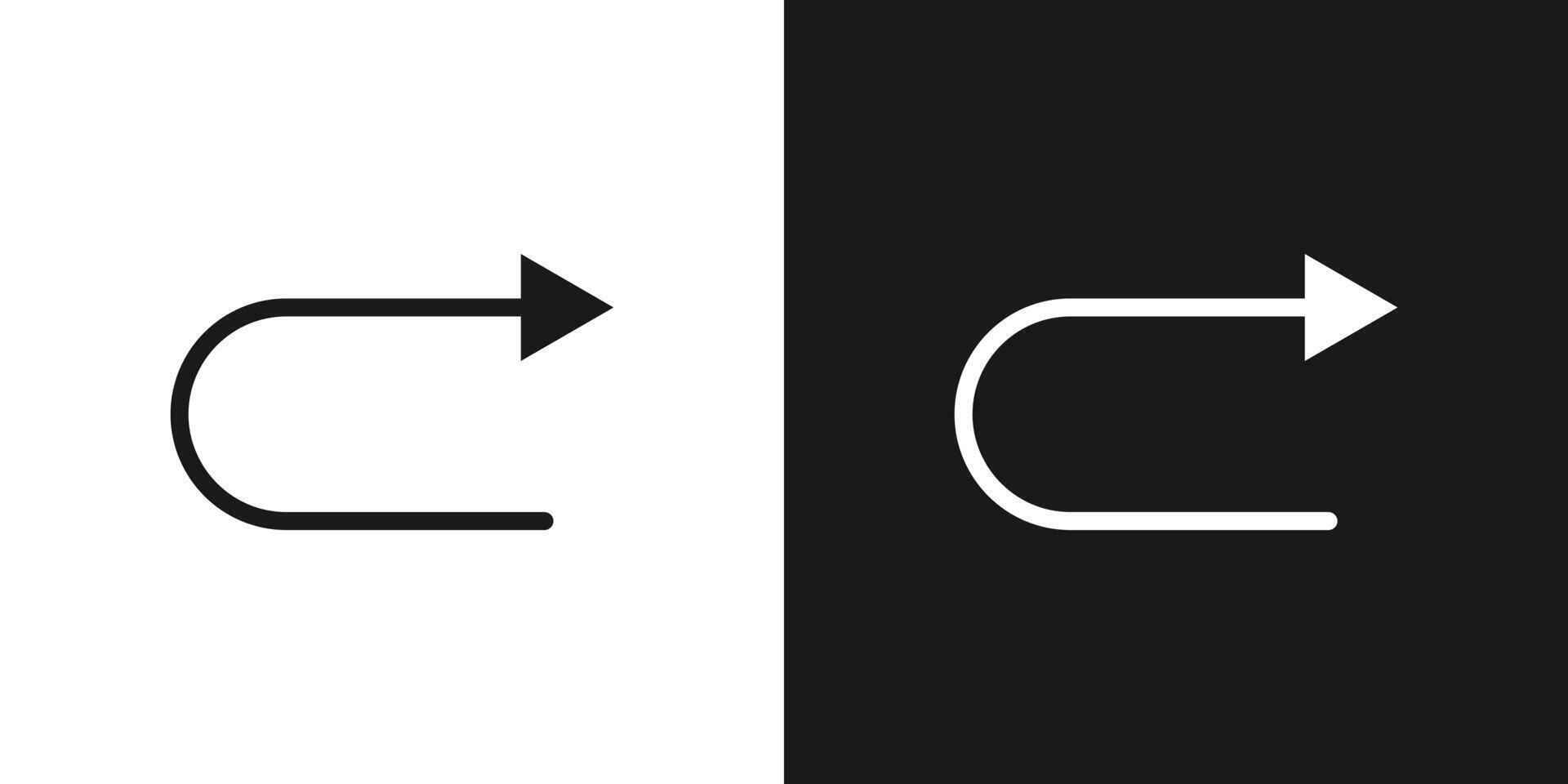 Redo arrow line. Left turn direction symbol. Navigation pointer sign. vector