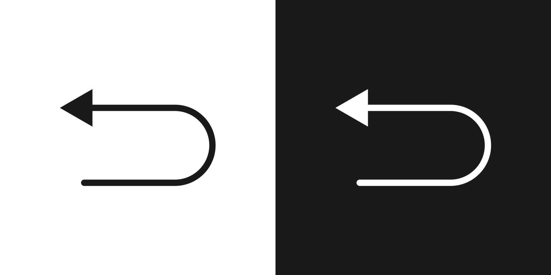 Undo arrow line. Left turn direction symbol. Navigation pointer sign. vector