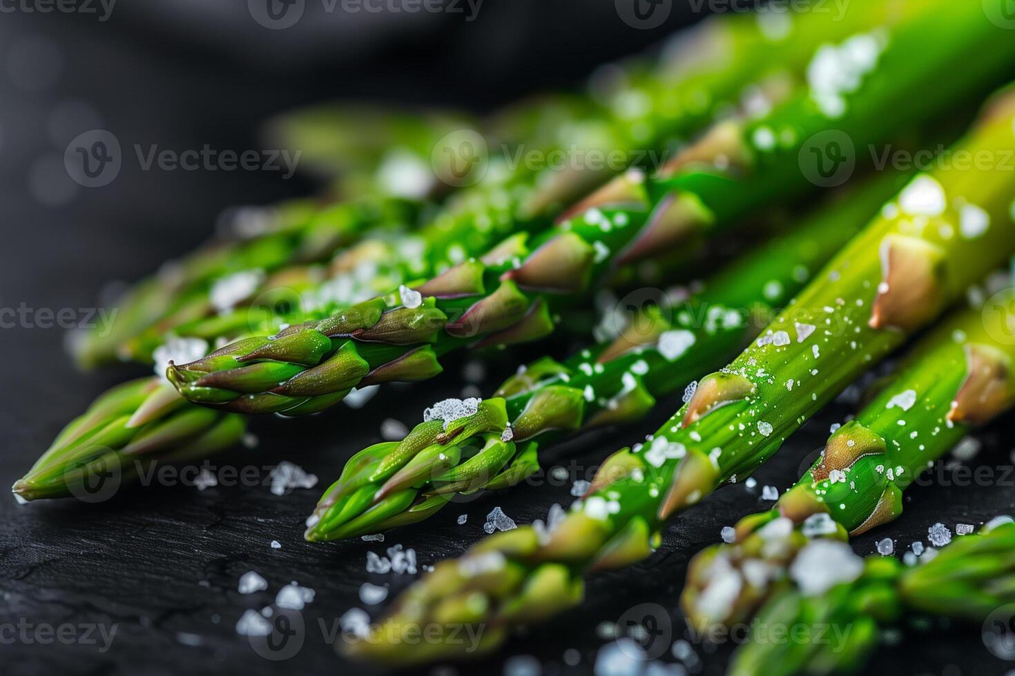 Detailed Shot of Salted Asparagus in Extreme Close Up photo