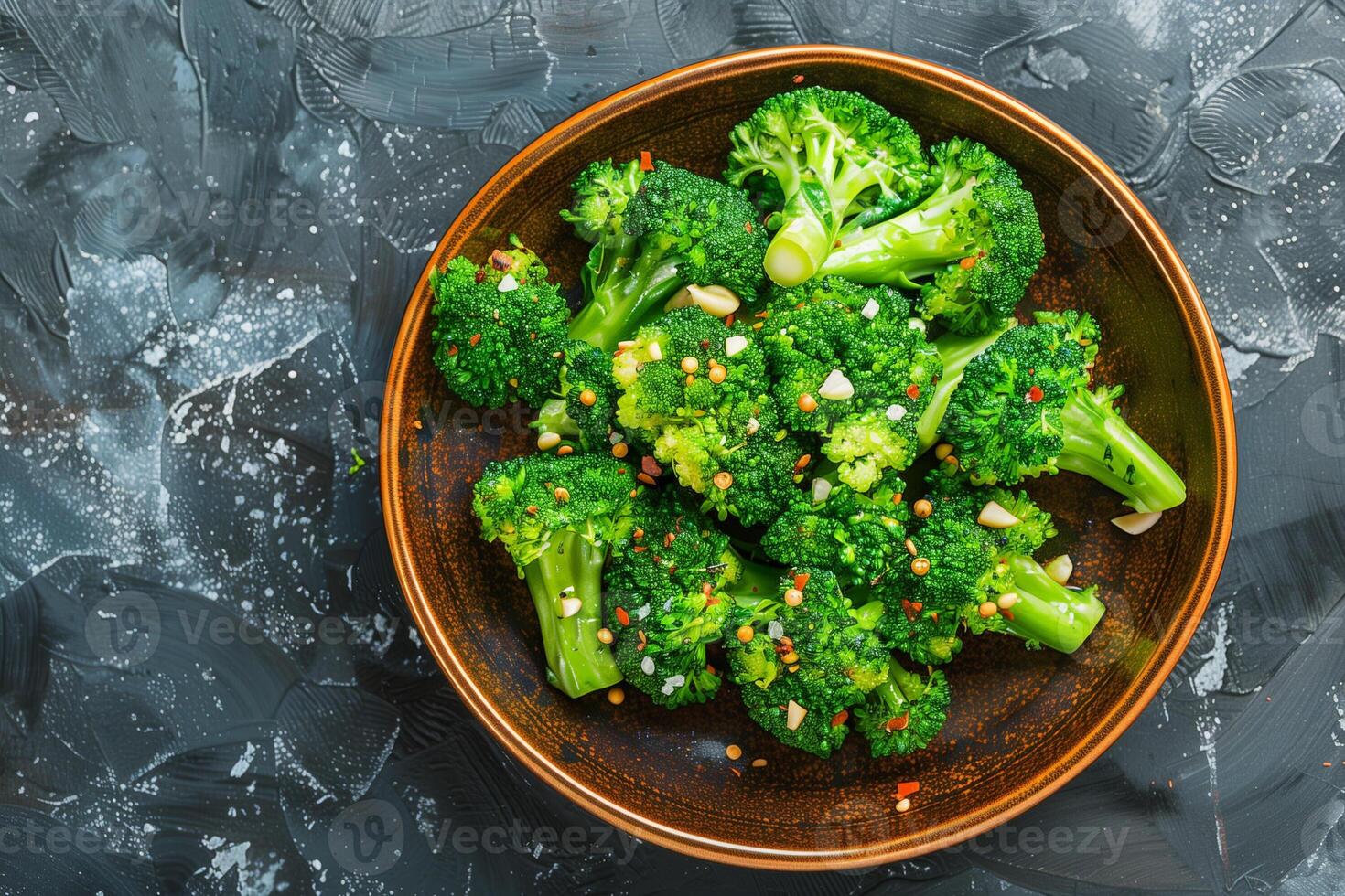 Flavorful Broccoli with Garlic and Parsley Cooked in Brown Container photo