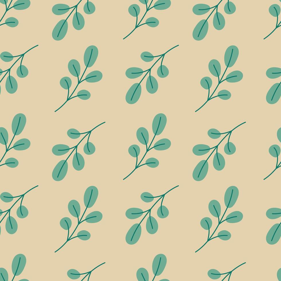 Autumn leaf seamless pattern. Branches with leaves on a beige background. illustration for fabric, packaging, wrapping paper, background, cover, case vector