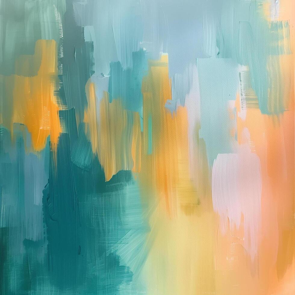Celestial Blue Abstract Painted Art with Unique Color Patterns photo