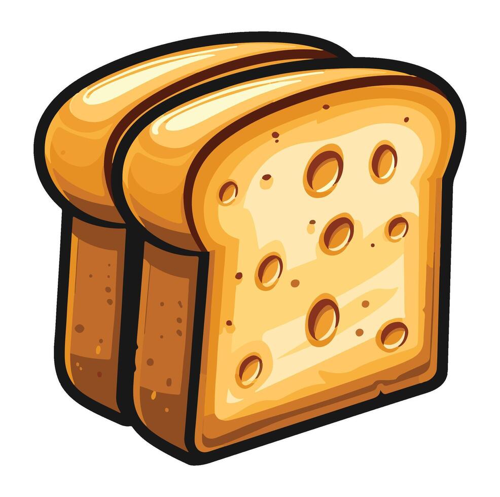 slices of bread with holes illustration cartoon , vector