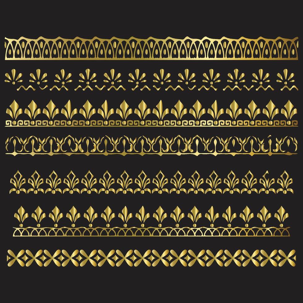 Golden color Book Side Corner Patterns Black vector
