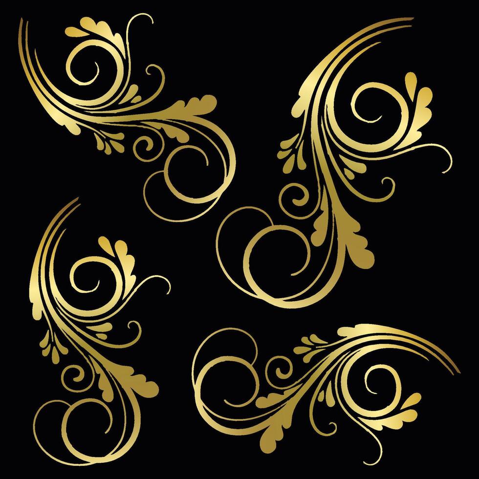 Gold floral background, Pattern, Gold pattern background material, geometric vector