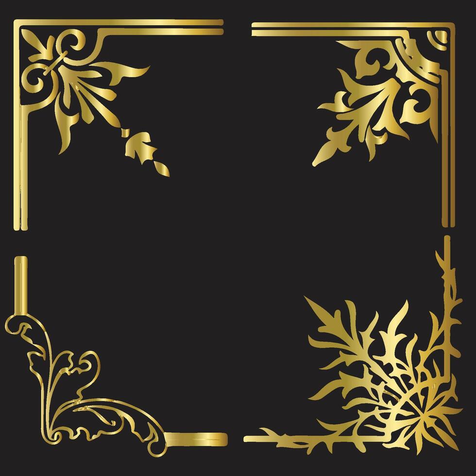 Golden color Book Side Corner Patterns vector