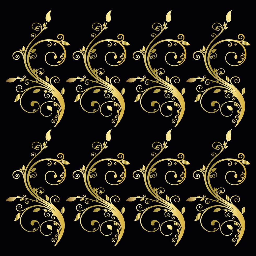 Golden brown floral template, Motif Pattern, painted gold pattern, vector