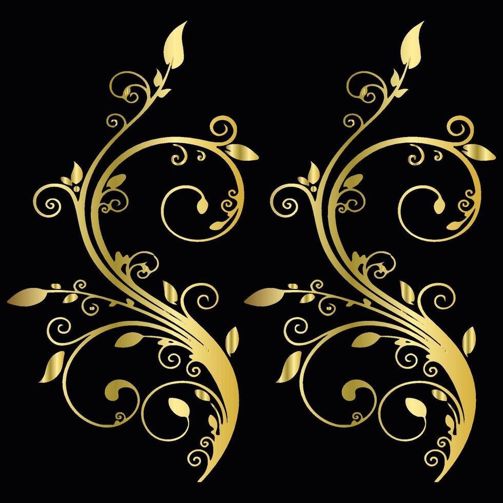 Golden brown floral template, Motif Pattern vector