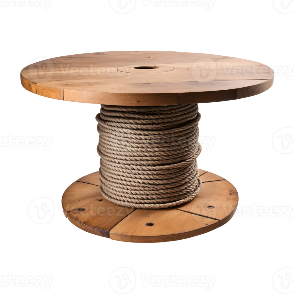Repurposed Wooden Cable Spool Table Isolated on Transparent Background png