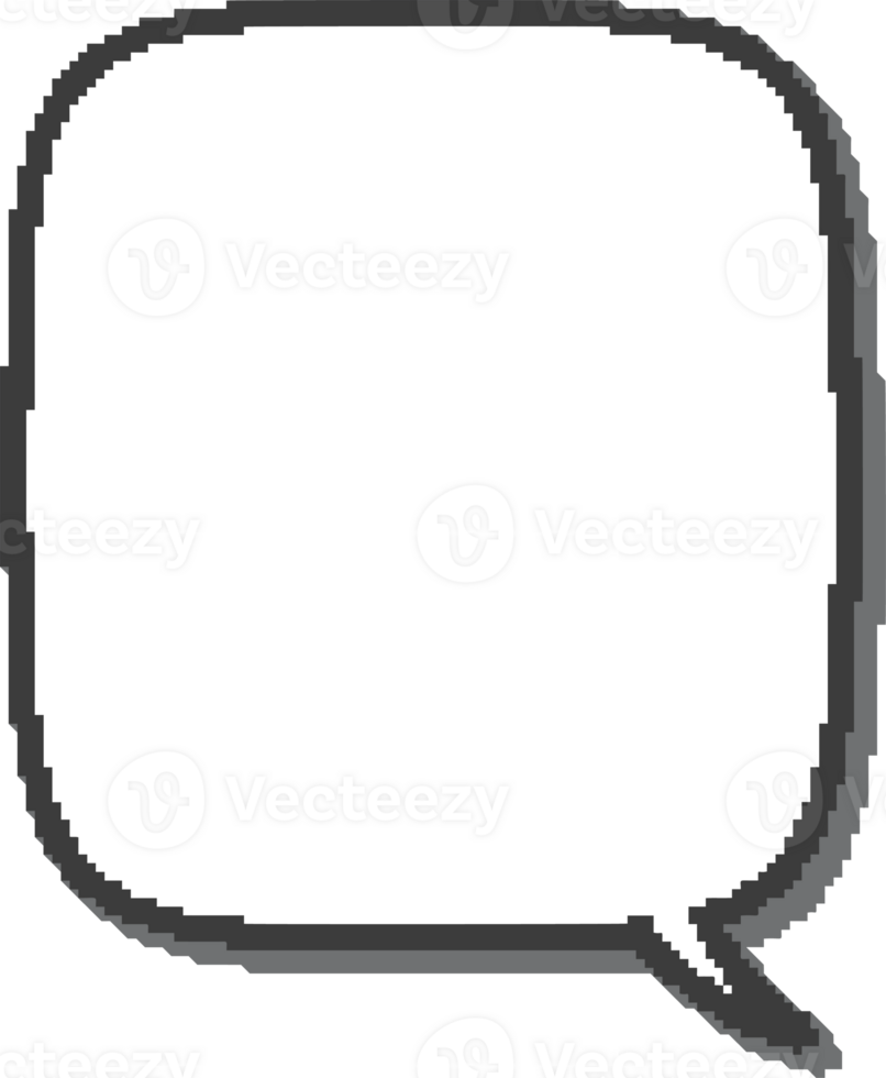Pixel speech bubble for game design and chart. Retro chat box for dialog comment and messages. Conversation balloon shape. 8 bit cartoon element png