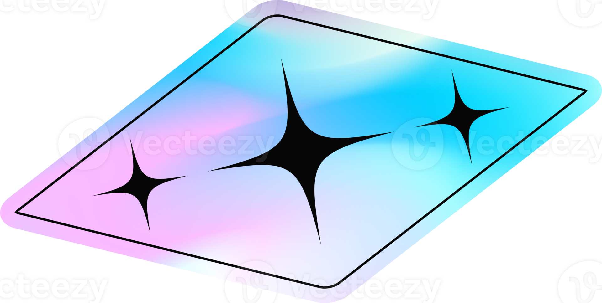 Y2k holographic sticker star png