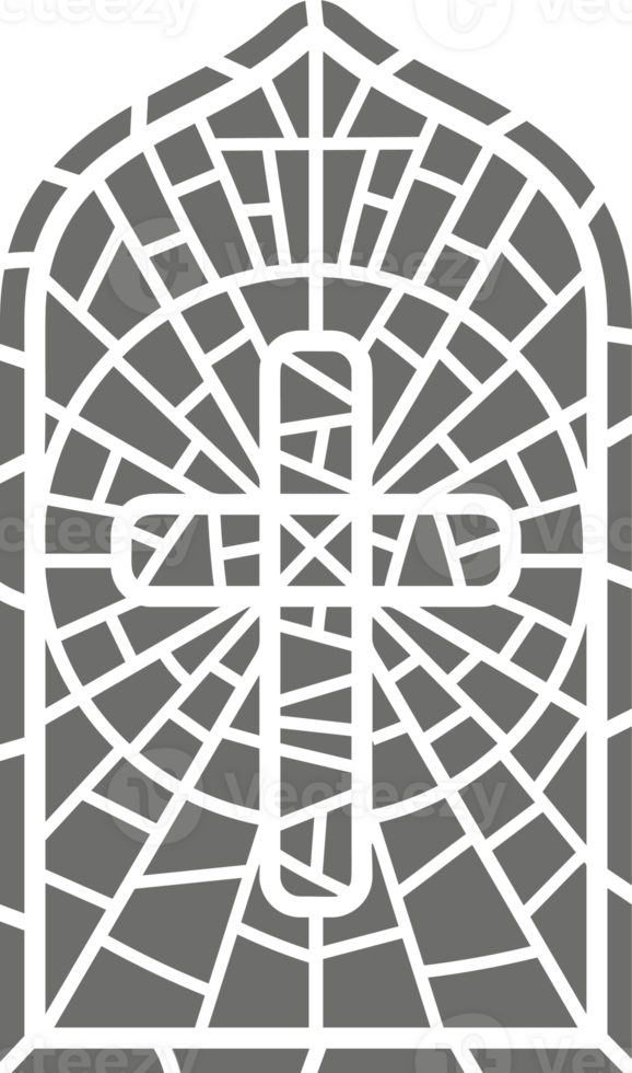 Church stained window with religious Easter symbol. Christian mosaic