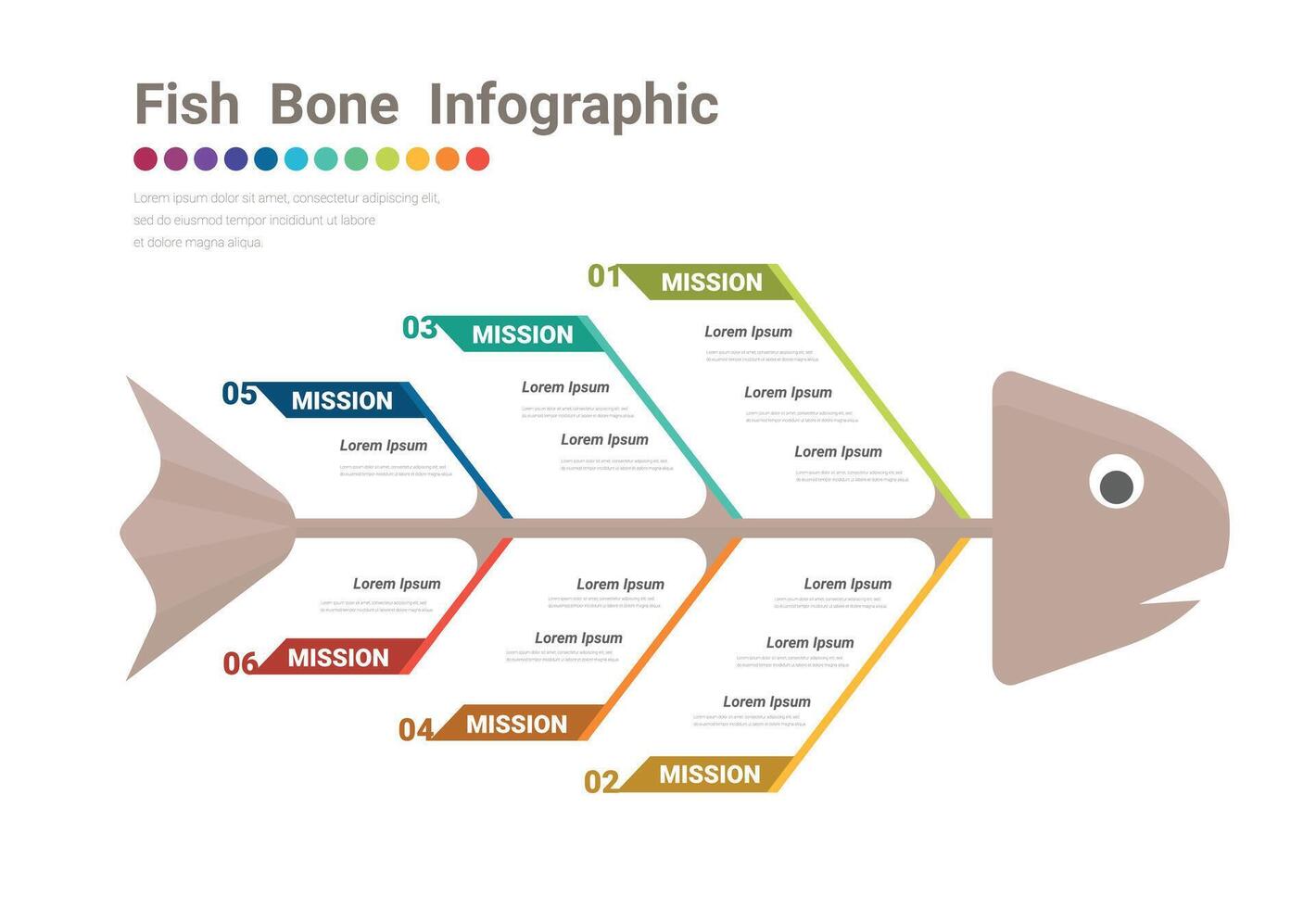 Fish bone Infographic chart business to present data. vector