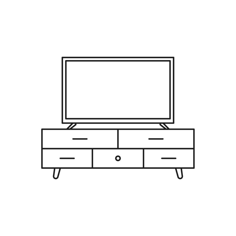 television stand icon. Element of furniture for mobile concept and web apps. Thin line icon for website design and development, app development. Premium icon on white background vector
