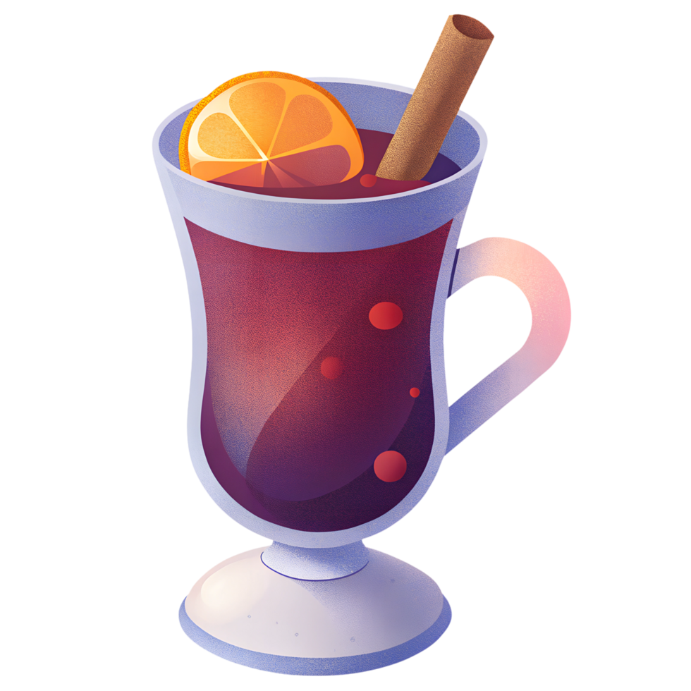 Illustration of Christmas mulled wine, on a transparent background png