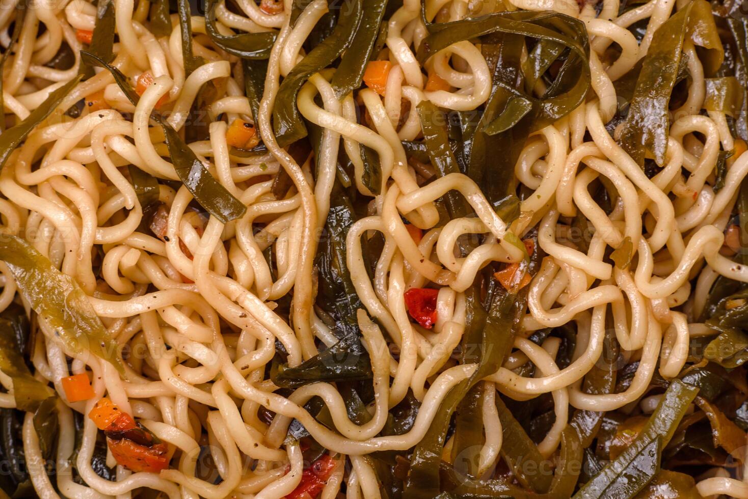 Asian dish rice noodles with salt and spices photo