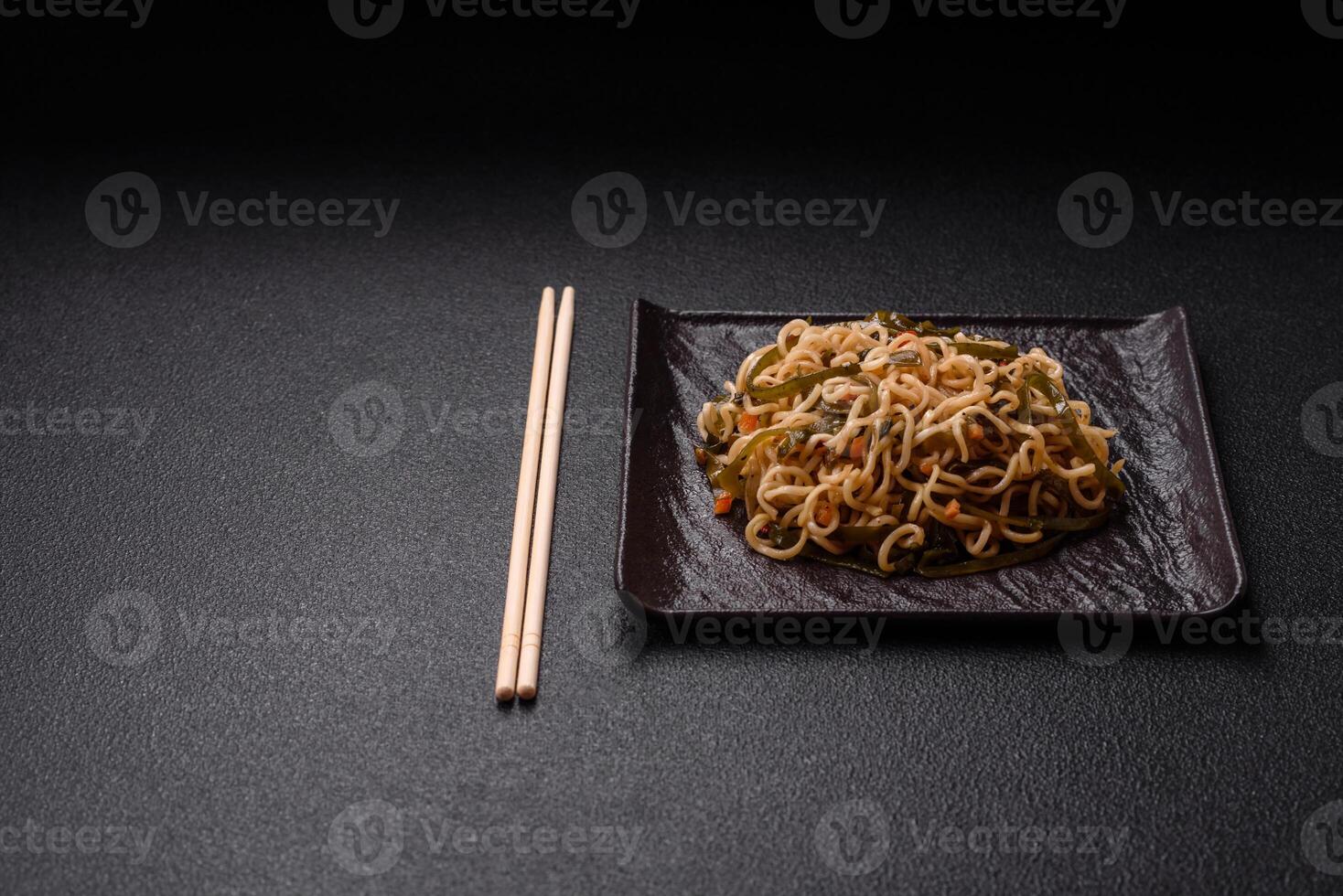 Asian dish rice noodles with salt and spices photo