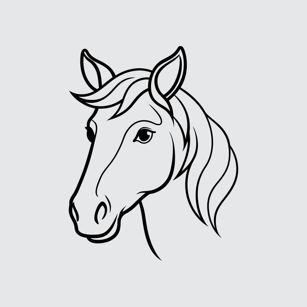 a horse head in a line drawing on a white background vector