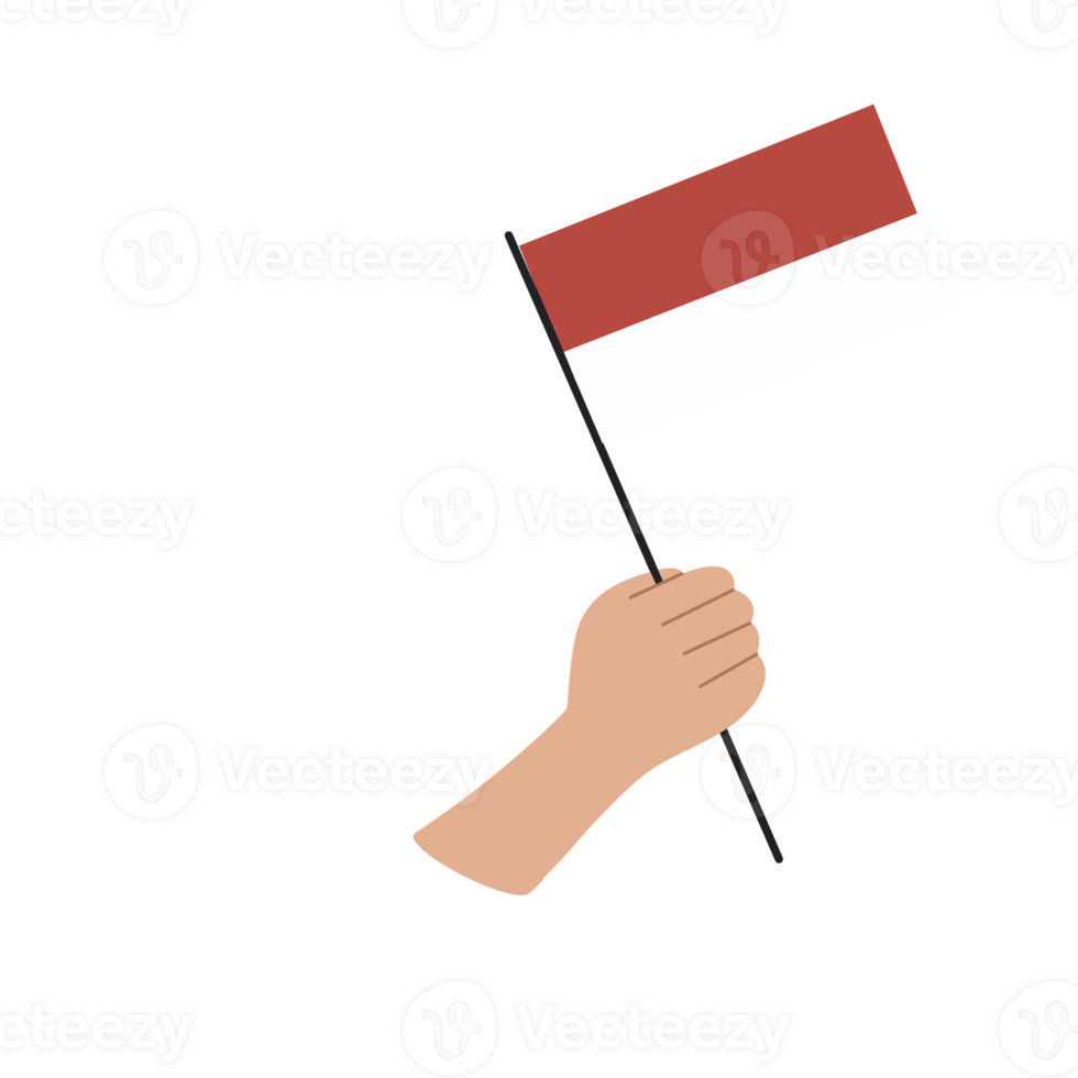 Holding Indonesian flag independence Day png