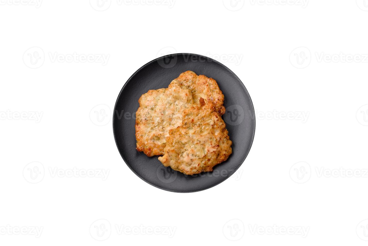 Delicious fried pork or chicken chops breaded with salt and spices photo