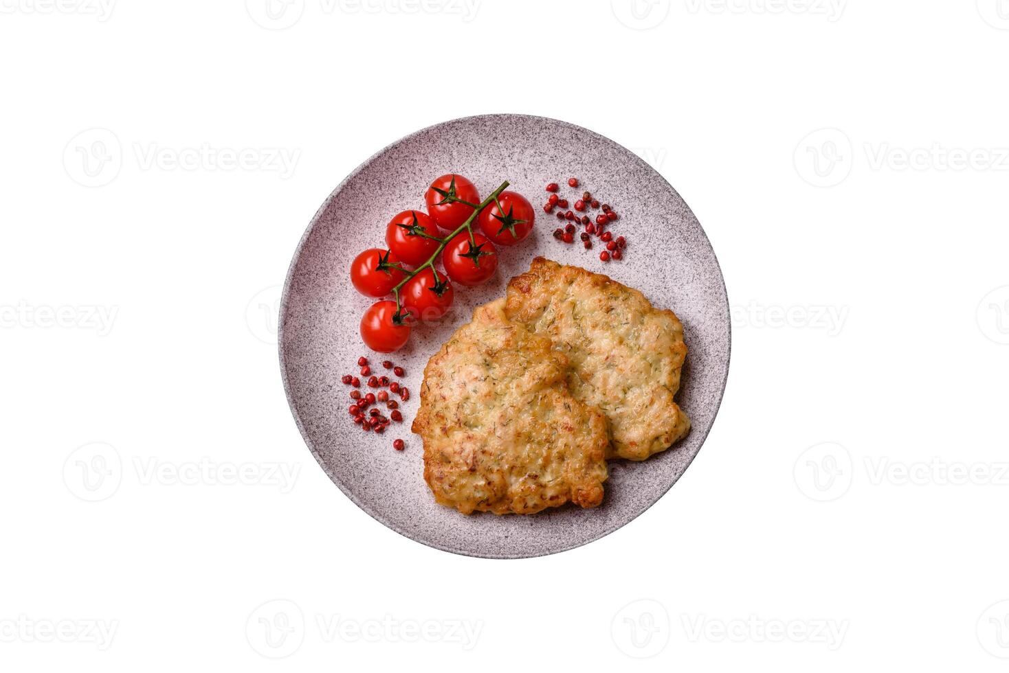 Delicious fried pork or chicken chops breaded with salt and spices photo