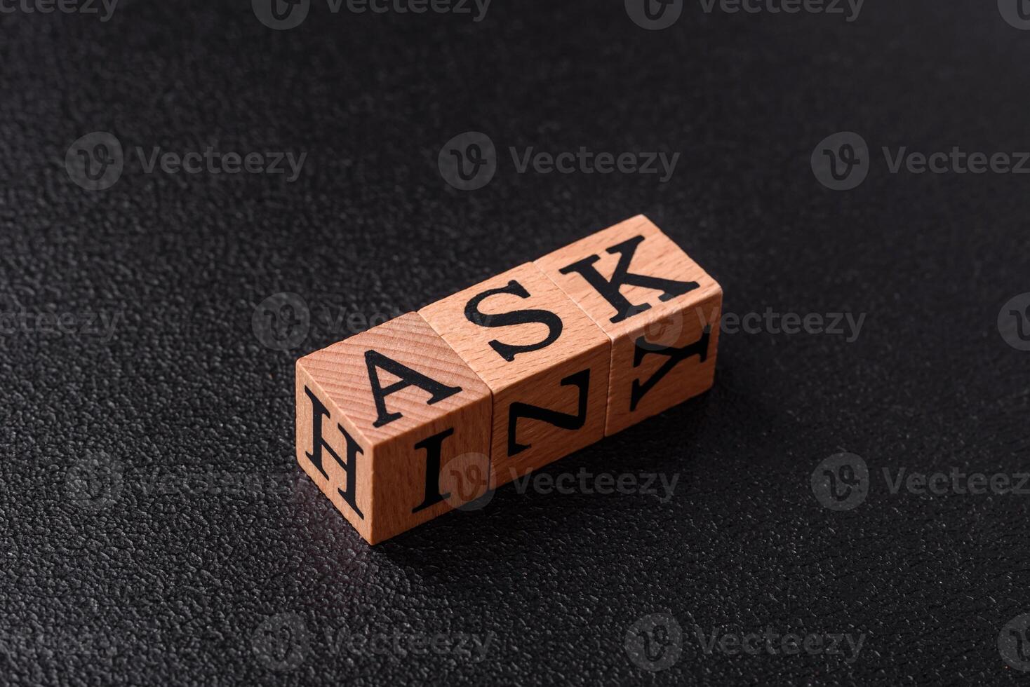 Inscription ASK wooden cubes, concept background with copy space photo