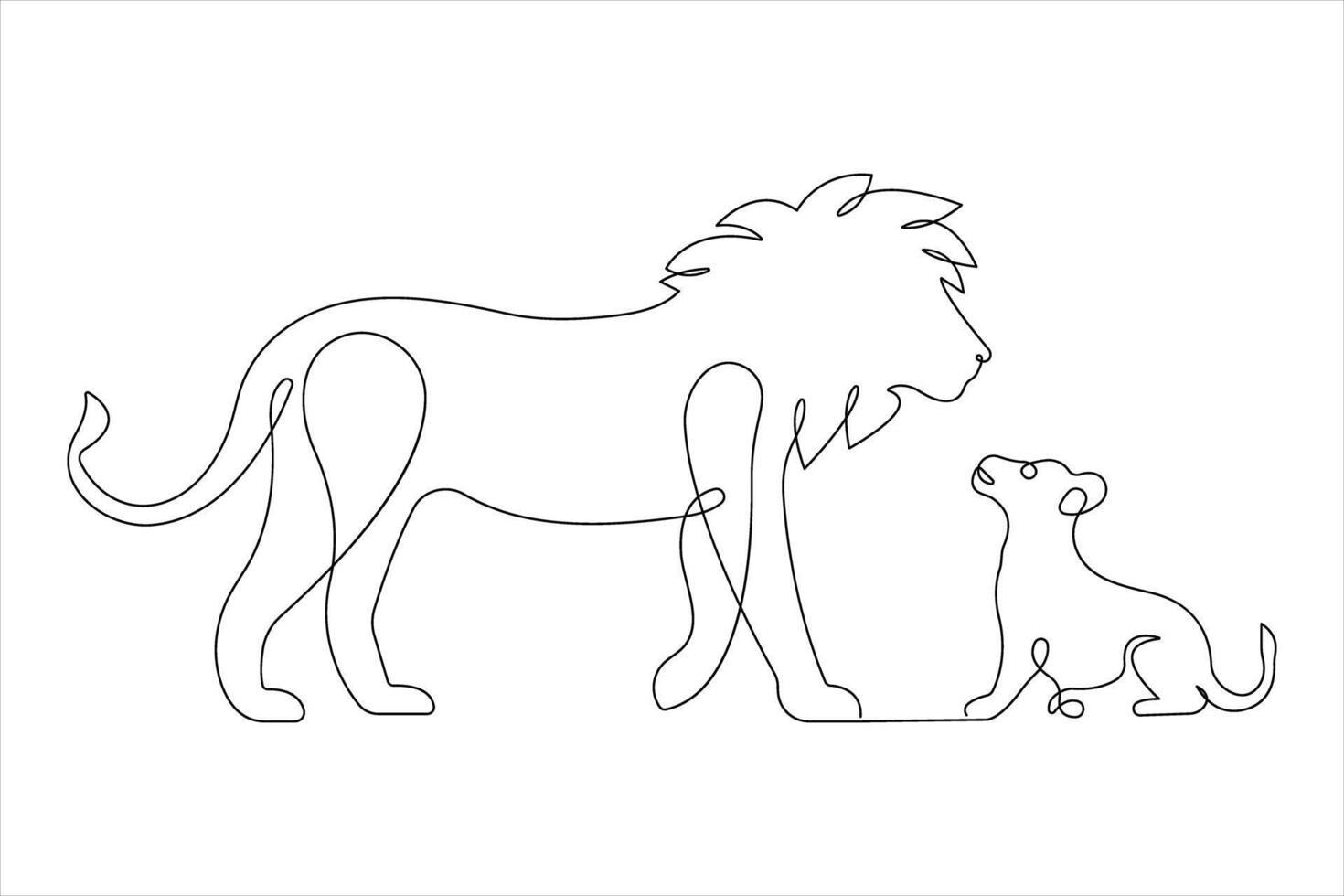 Continuous one single line drawing of lion. Lion minimalism line art design illustration vector