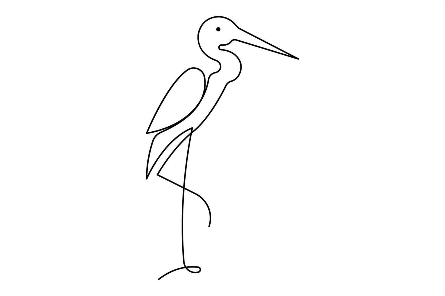 One continuous line drawing of adorable heron bird concept for conservation icon. Modern line art design vector