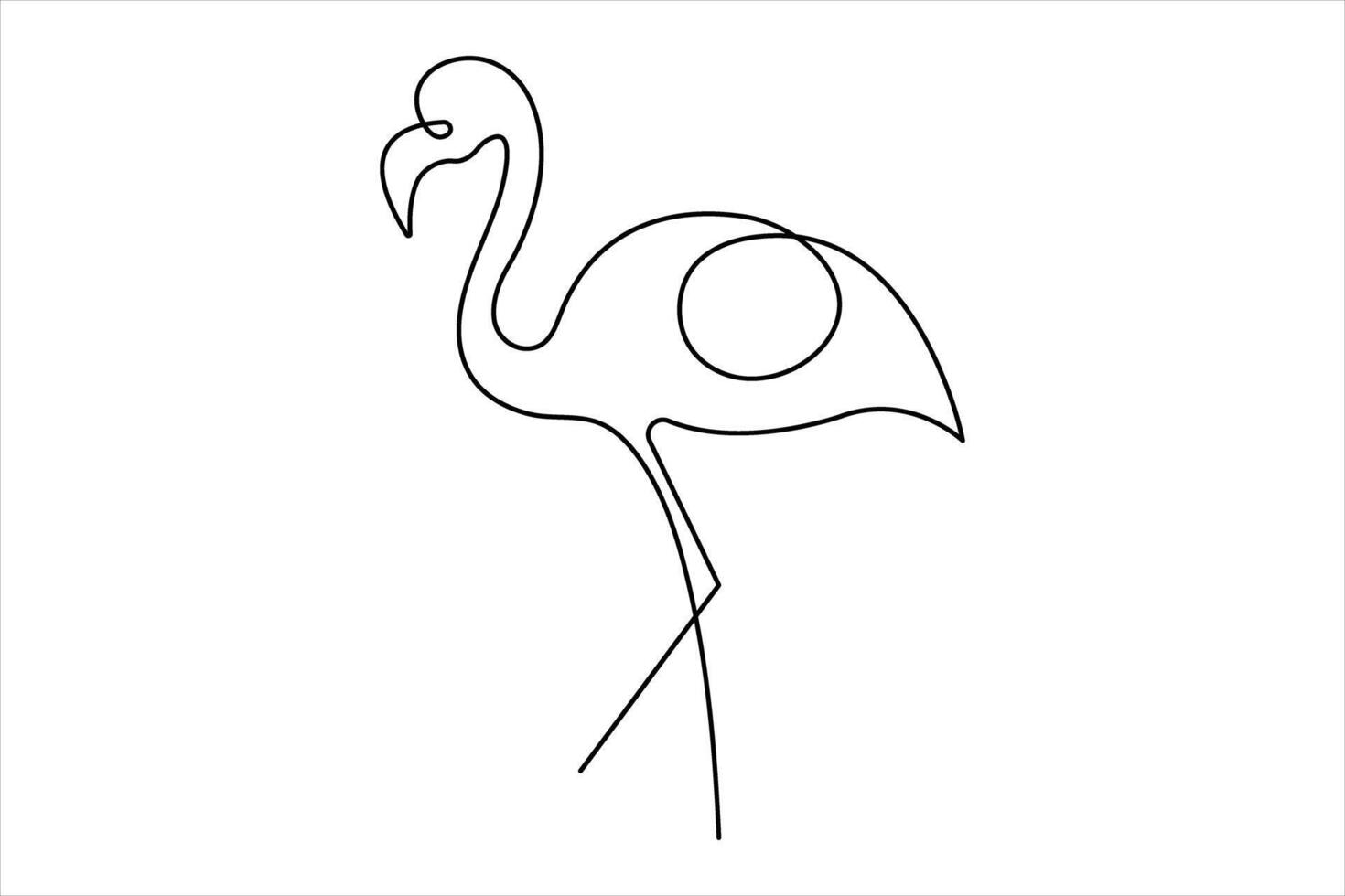 Flamingo continuous one line drawing of bird, flamingo simple contour drawing for modern minimalism design. vector