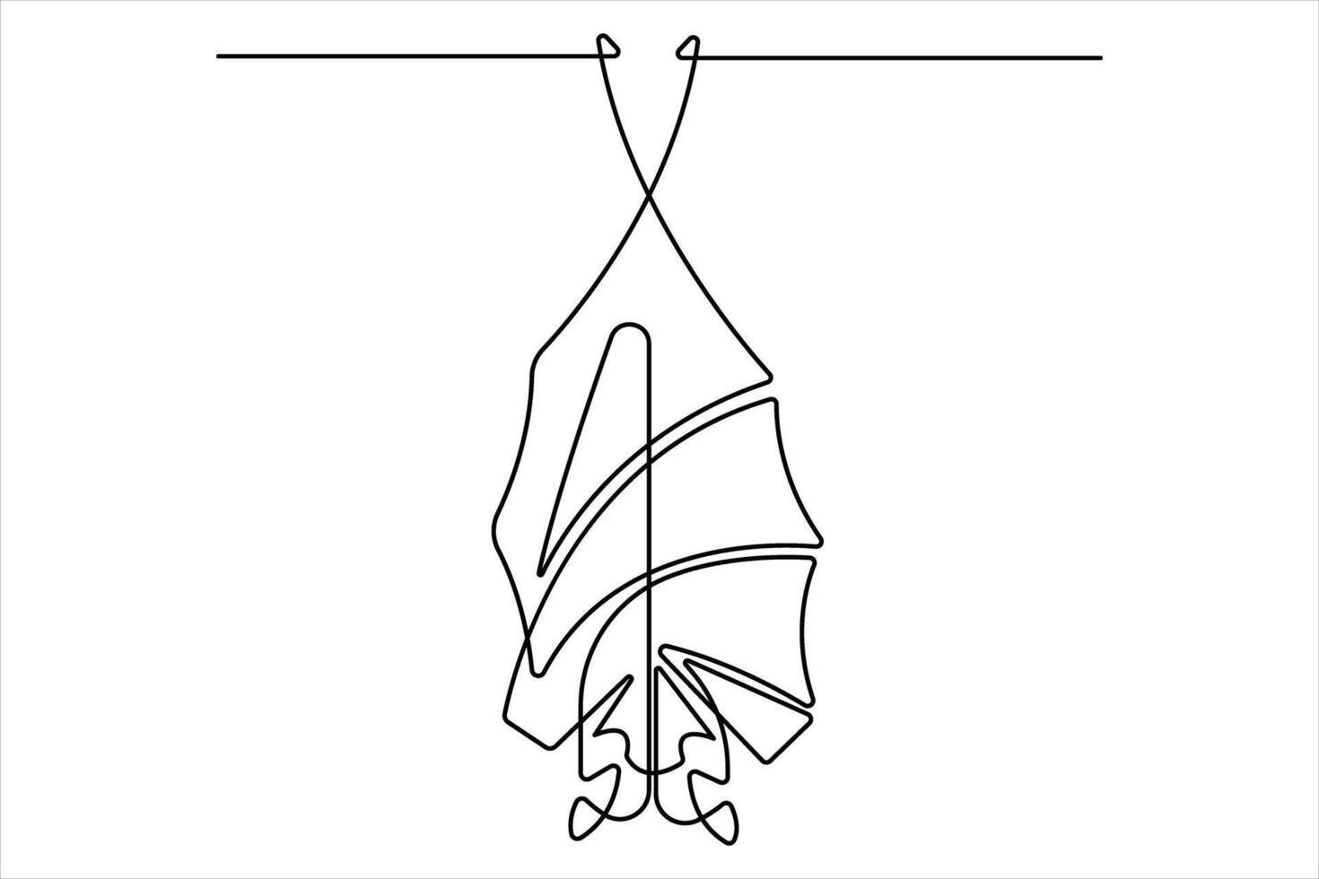 Bat one continuous single line drawing for Halloween Linear minimalistic design illustration vector