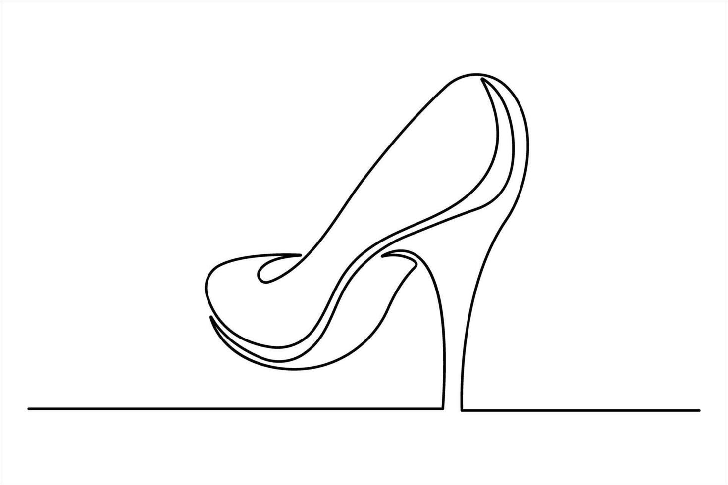 Continuous single one line drawing of woman high heeled beautiful fashion shoes illustration. vector