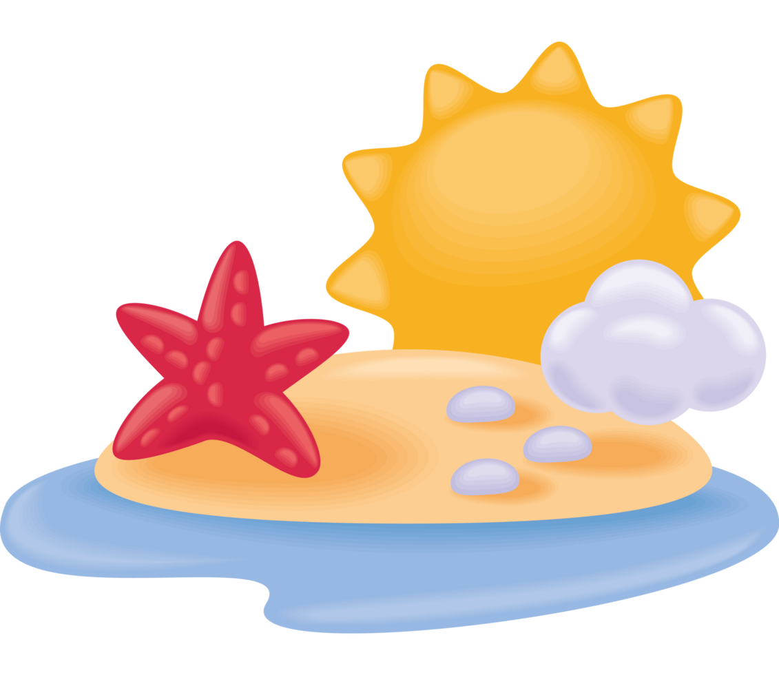 beach with seashells and good sunny day png