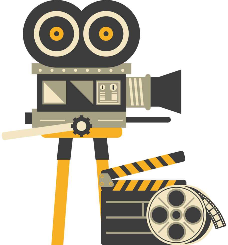 vintage camera with tripod for audio visual heritage png