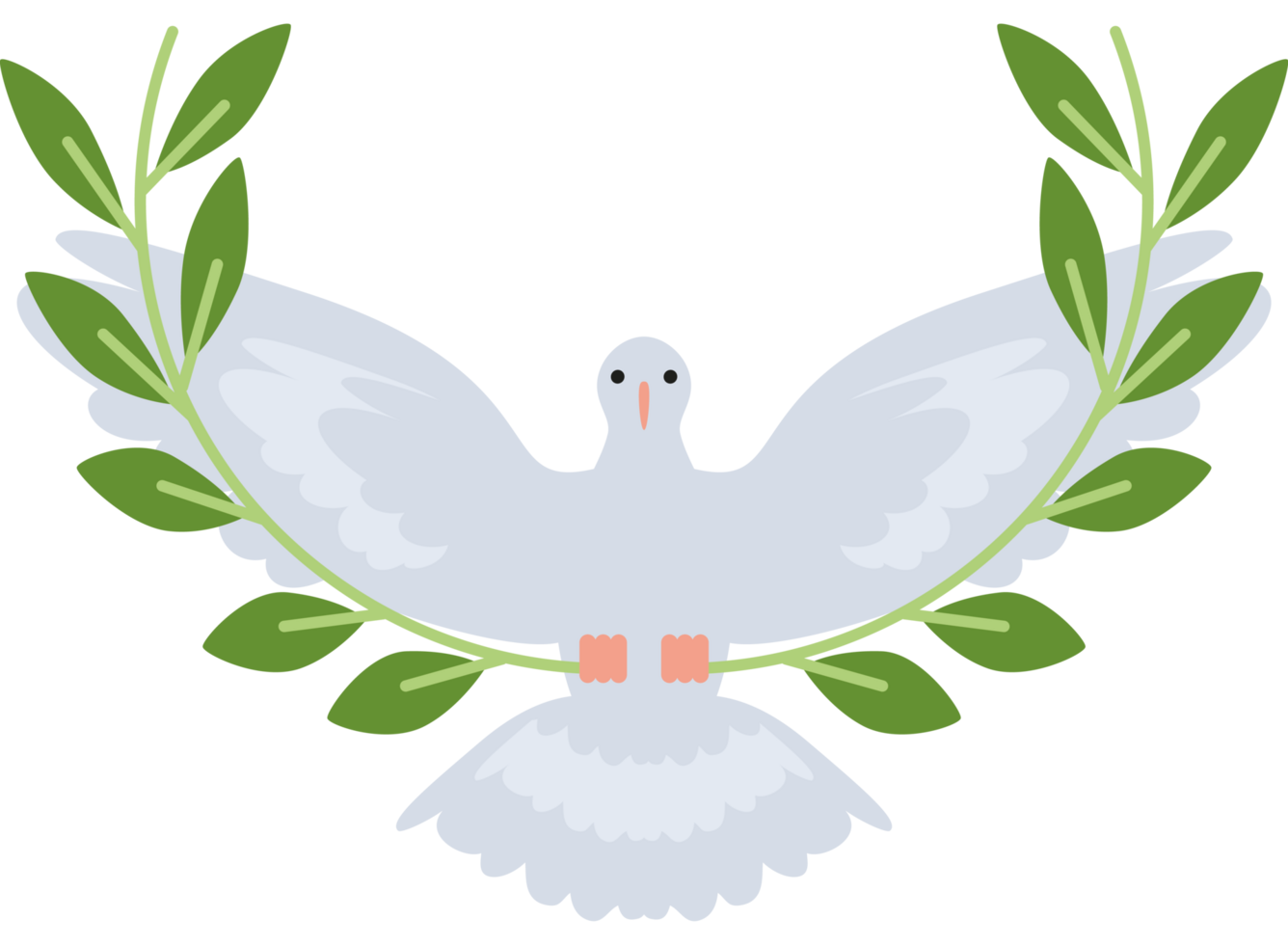 peace dove with olive branch in the beak flying png