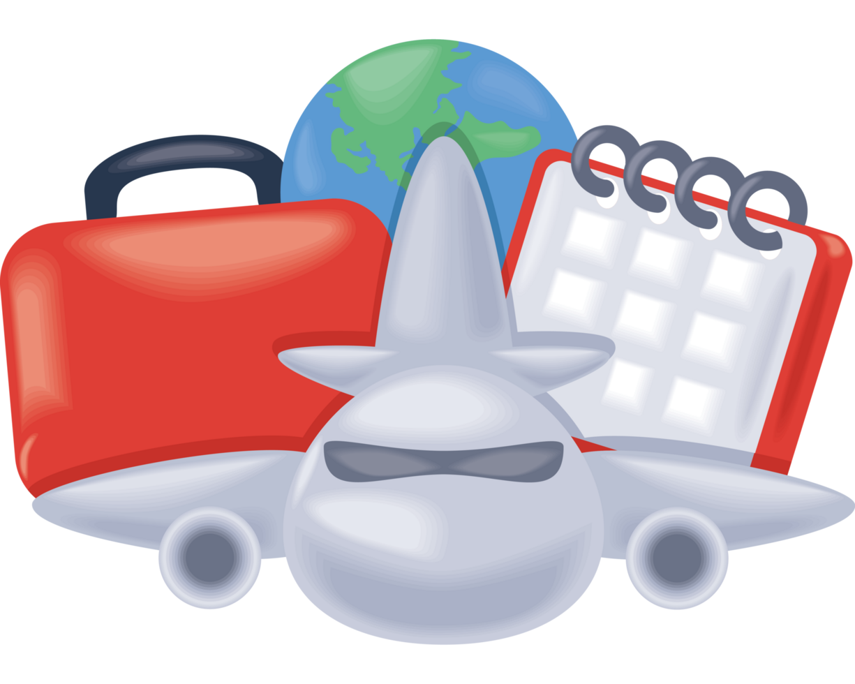 airplane with luggage and map png