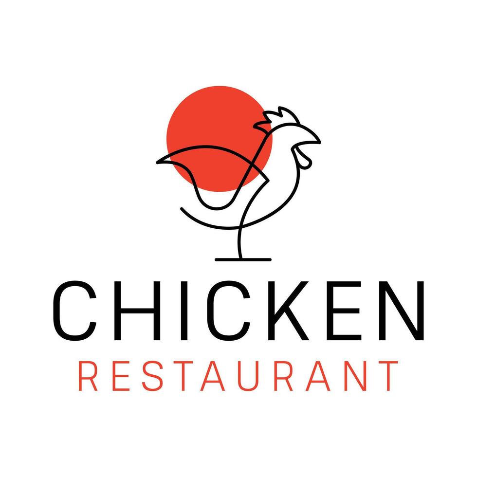 chicken restaurant minimalist logo design vector