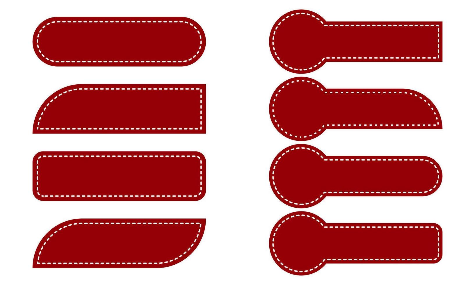 collection red banner label with white dotted lines vector