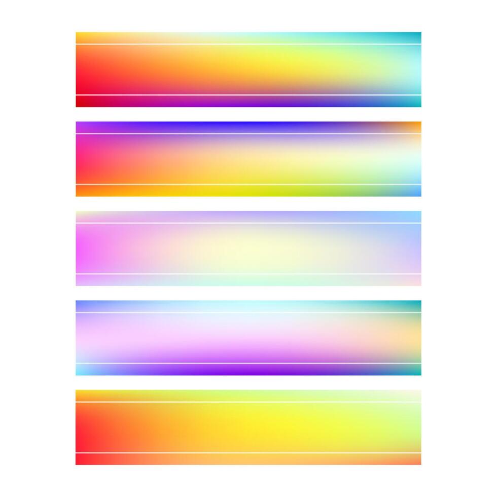 colorful gradient rectangle label banner design set with white line frame vector
