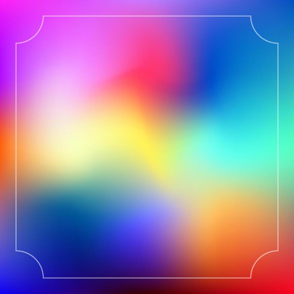 colorful gradient background with white square line frame vector