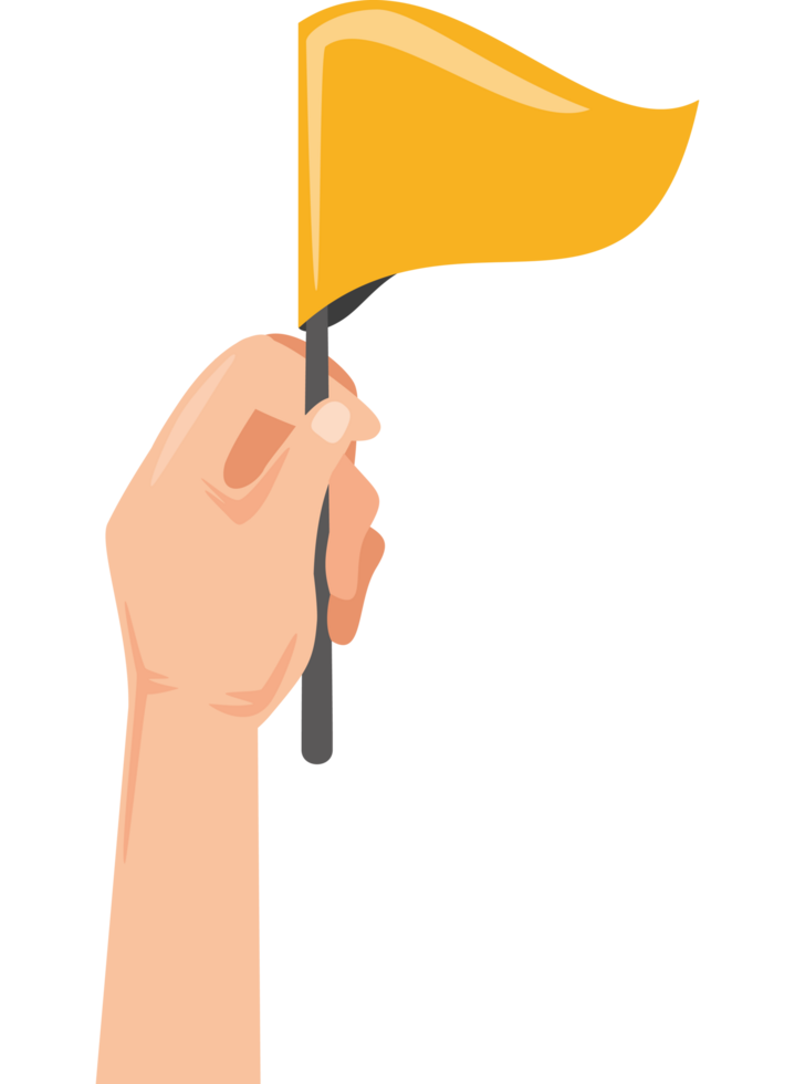 left hand holds yellow flag png