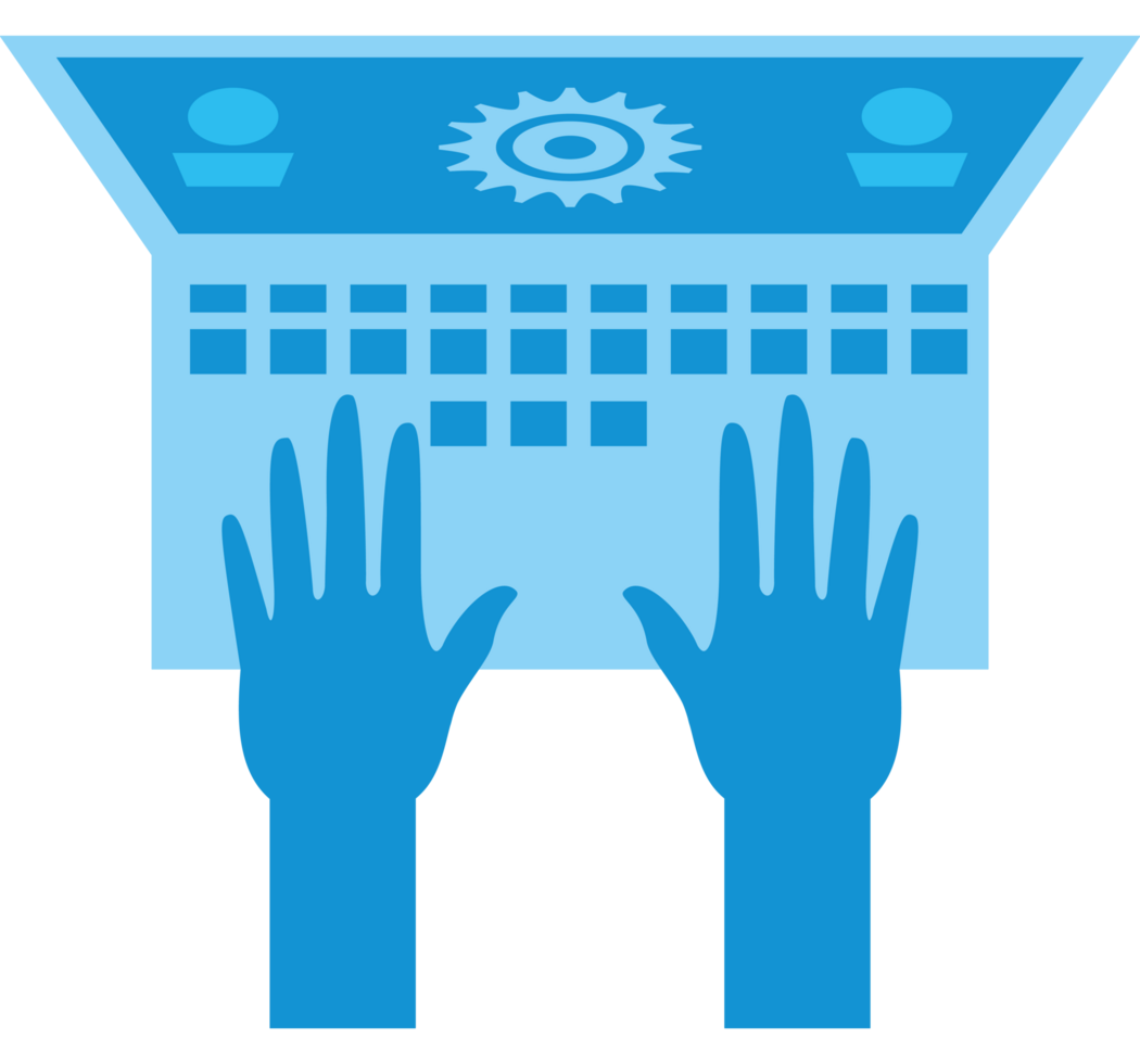 hands typing on laptop png