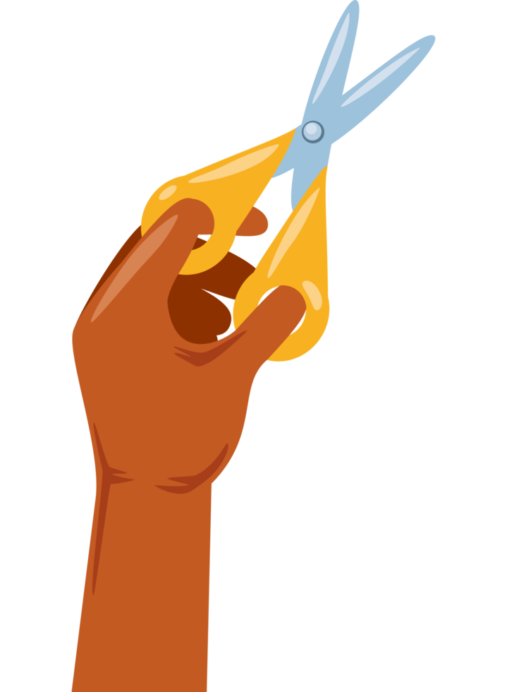left hand using scissors png