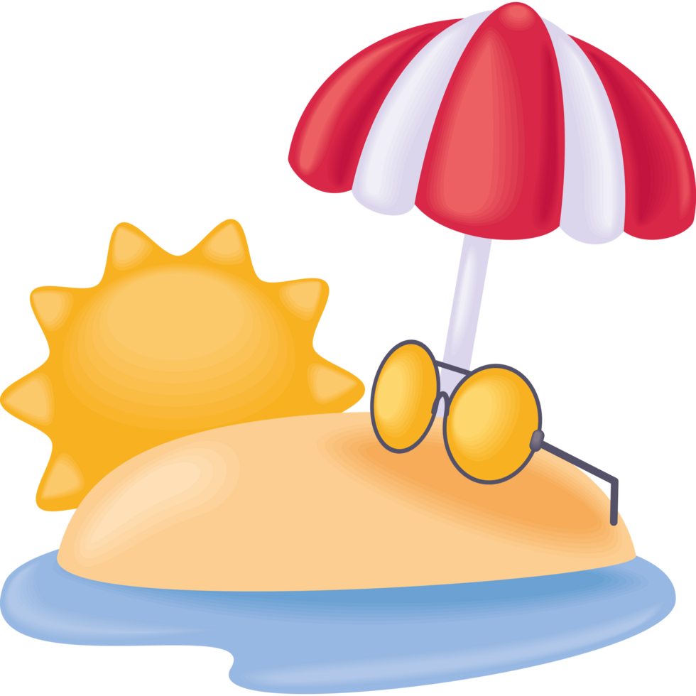 sunglasses and umbrella on a beach png