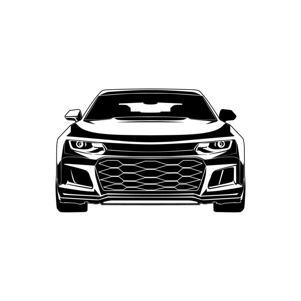 Sport car silhouette front view logo design for automotive vector