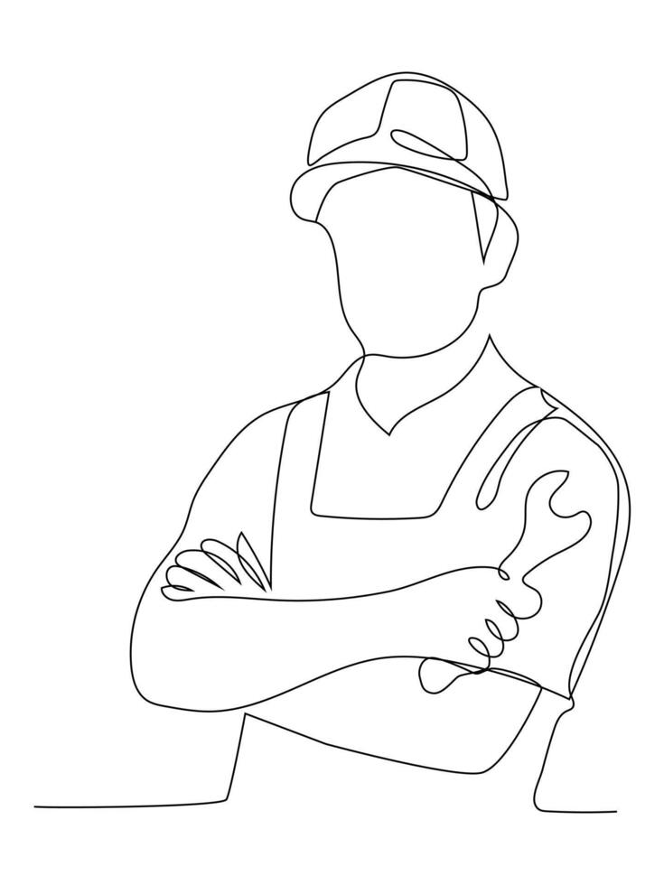 Continuous one line drawing of Labour day. vector