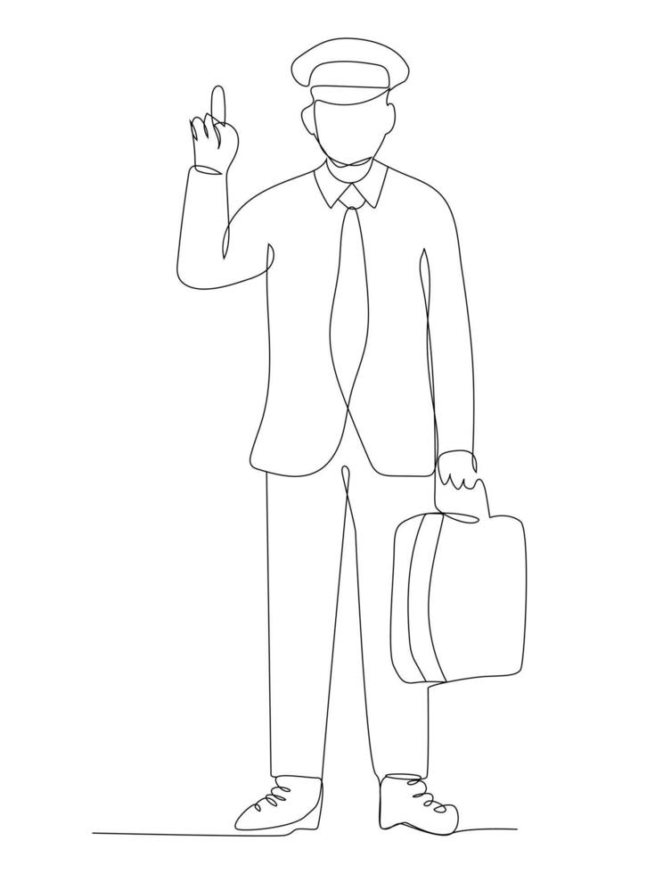 Continuous one line art of a successful businessman. vector