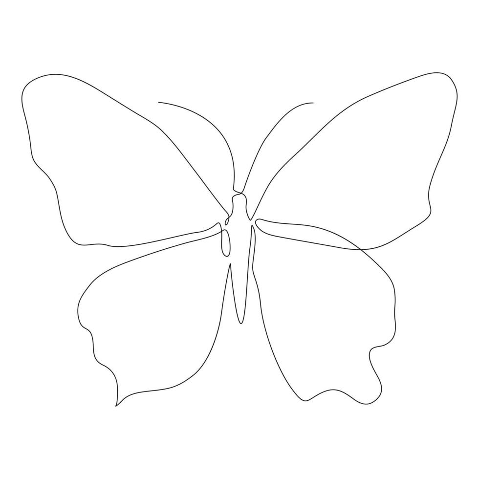 Single one line drawing of butterfly, One line butter fly insect. vector
