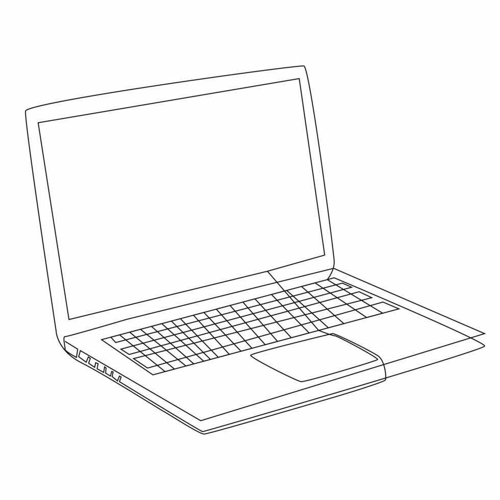Continuous one line art of a laptop. vector
