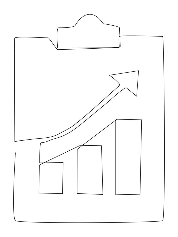 Continuous one line art of Growing graph, Line art business chart icon. vector